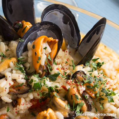 Riz et moules avec du Piment d'Espelette